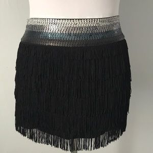 Bebe Black Fringe Skirt size 0